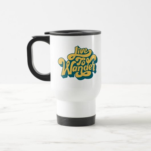 Retro Reis Mok Live To Wander 70s Stijl (Links)