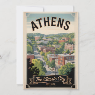 Retro Reis naar Athens Georgia Feestdagenkaart