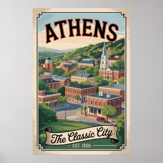 Retro Reis naar Athens Georgia Poster (Voorkant)