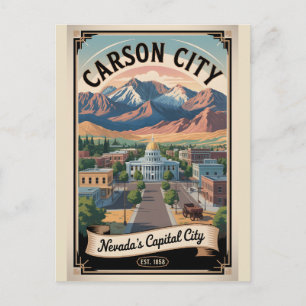 Retro Reis naar Carson City Nevada Briefkaart