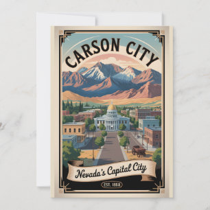 Retro Reis naar Carson City Nevada Feestdagenkaart