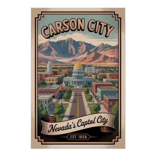 Retro Reis naar Carson City Nevada Perfect Poster (Voorkant)