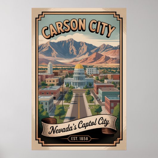 Retro Reis naar Carson City Nevada Poster (Voorkant)