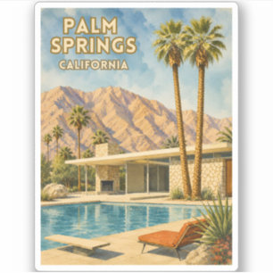 Retro Reis Palm Springs Californië Landschap Sticker