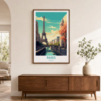Retro Reis Parijs Frankrijk Bestemming Muur Kunst