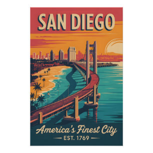 Retro reis San Diego Californië Perfect Poster