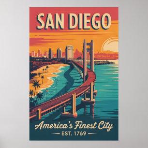 Retro reis San Diego Californië Poster