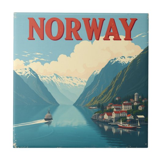  retro reis | Schilderachtig schoonheid van Noorwe Tegeltje (Voorkant)