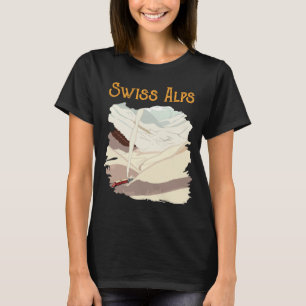 Retro Reis T-shirt met besneeuwde toppen van de Zw