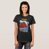 Retro Reis T-Shirt met Devon Engeland Kust (Voorkant volledig)