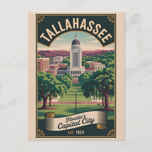 Retro Reis Tallahassee Florida Briefkaart (Voorkant)