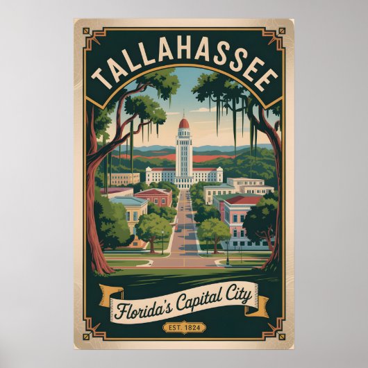 Retro Reis Tallahassee Florida Poster (Voorkant)