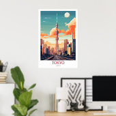 Retro reisbestemming Tokyo Japan Wall Art Poster (Thuiskantoor)
