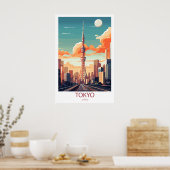 Retro reisbestemming Tokyo Japan Wall Art Poster (Keuken)