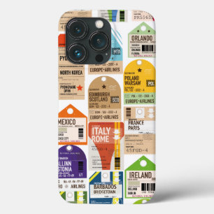 Retro reisbiljetten patroon. bagagelabel hals t Case-Mate iPhone case
