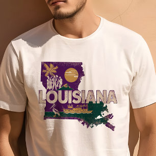 Retro Reisicoon Louisiana Grafisch Ontwerp T-shirt