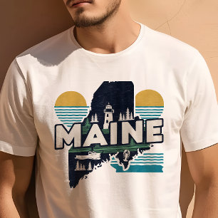 Retro Reisicoon Maine Grafisch Ontwerp T-shirt
