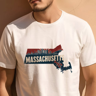 Retro Reisicoon Massachusetts Grafisch Ontwerp T-shirt