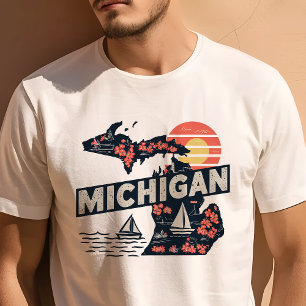 Retro Reisicoon Michigan Grafisch Ontwerp T-shirt