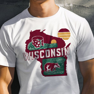 Retro Reisicoon Wisconsin Grafisch Ontwerp T-shirt