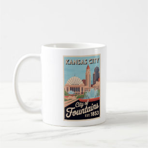 Retro Reisillustratie van Kansas City Missouri Koffiemok