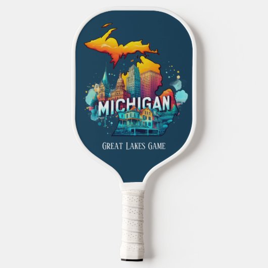 Retro reiskaart Michigan State Pickleball Paddle (Achterkant)
