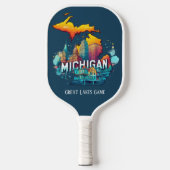 Retro reiskaart Michigan State Pickleball Paddle (Voorkant)
