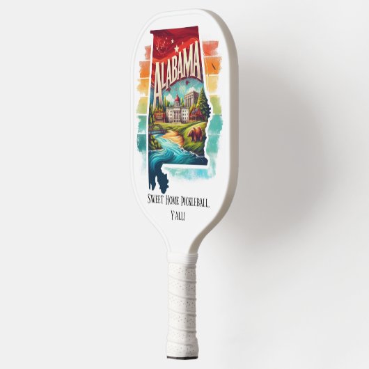 Retro-reiskaart van de staat Alabama Pickleball Paddle (Links)