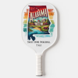 Retro-reiskaart van de staat Alabama Pickleball Paddle