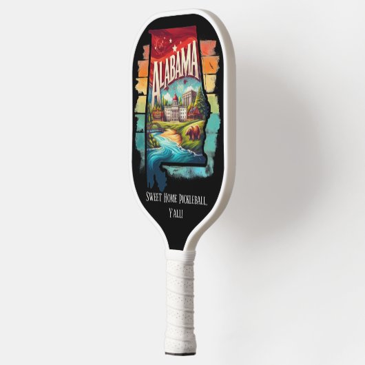 Retro-reiskaart van de staat Alabama Pickleball Paddle (Links)
