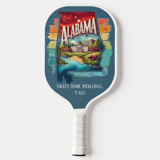 Retro-reiskaart van de staat Alabama Pickleball Paddle (Achterkant)