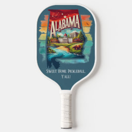 Retro-reiskaart van de staat Alabama Pickleball Paddle
