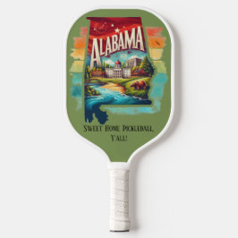 Retro-reiskaart van de staat Alabama Pickleball Paddle