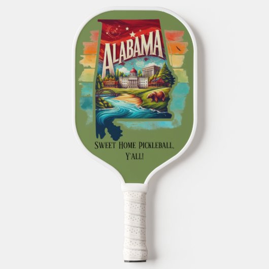Retro-reiskaart van de staat Alabama Pickleball Paddle (Voorkant)