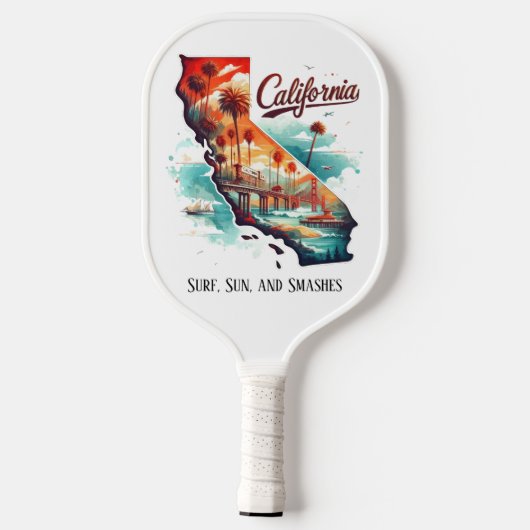 Retro reiskaart van de staat Californië Pickleball Paddle (Achterkant)