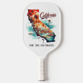 Retro reiskaart van de staat Californië Pickleball Paddle (Voorkant)
