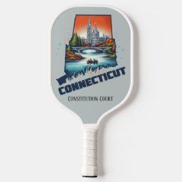 Retro-reiskaart van de staat Connecticut Pickleball Paddle