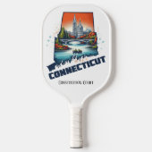 Retro-reiskaart van de staat Connecticut Pickleball Paddle (Voorkant)