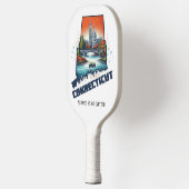 Retro-reiskaart van de staat Connecticut Pickleball Paddle (Links)
