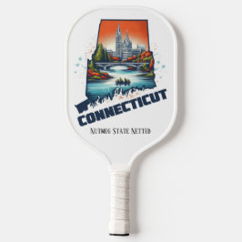 Retro-reiskaart van de staat Connecticut Pickleball Paddle