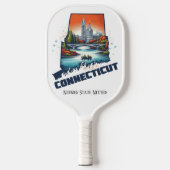 Retro-reiskaart van de staat Connecticut Pickleball Paddle (Voorkant)