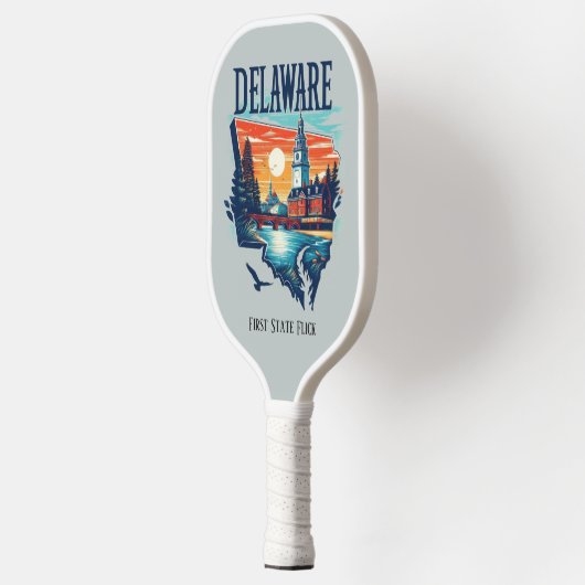 Retro-reiskaart van de staat Delaware Pickleball Paddle (Links)