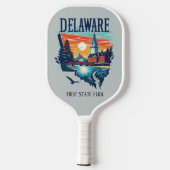 Retro-reiskaart van de staat Delaware Pickleball Paddle (Achterkant)