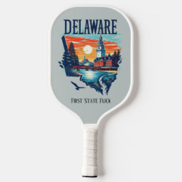 Retro-reiskaart van de staat Delaware Pickleball Paddle