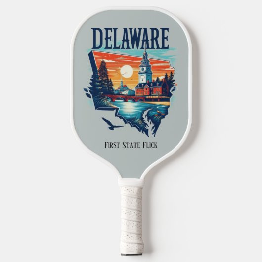 Retro-reiskaart van de staat Delaware Pickleball Paddle (Voorkant)