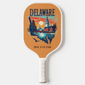 Retro-reiskaart van de staat Delaware Pickleball Paddle (Voorkant)