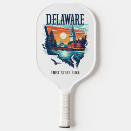 Retro-reiskaart van de staat Delaware Pickleball Paddle