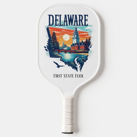 Retro-reiskaart van de staat Delaware Pickleball Paddle (Achterkant)