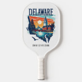 Retro-reiskaart van de staat Delaware Pickleball Paddle (Voorkant)