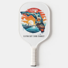 Retro-reiskaart van de staat Florida Pickleball Paddle